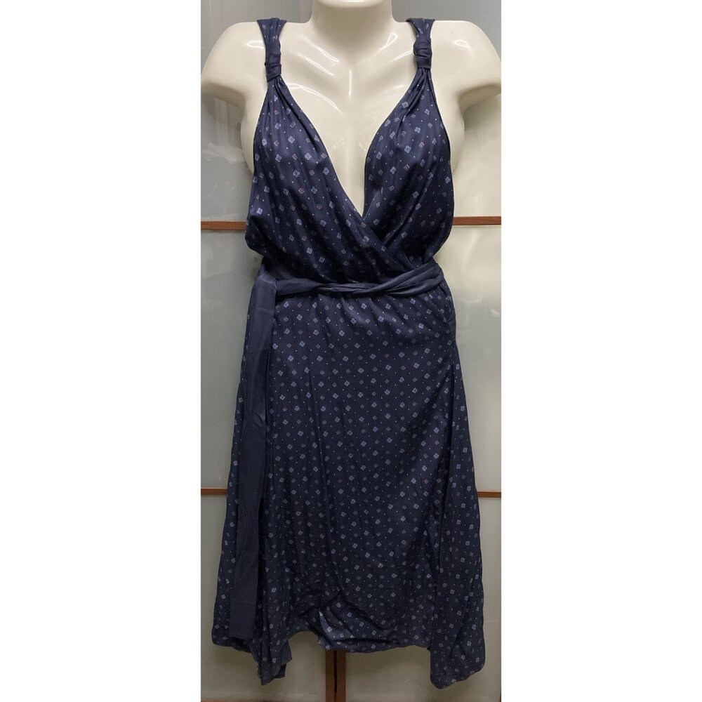 Marc By Marc Jacobs Paradise Indigo Silk Tie Waist Wrap Midi Dress Size S NWT